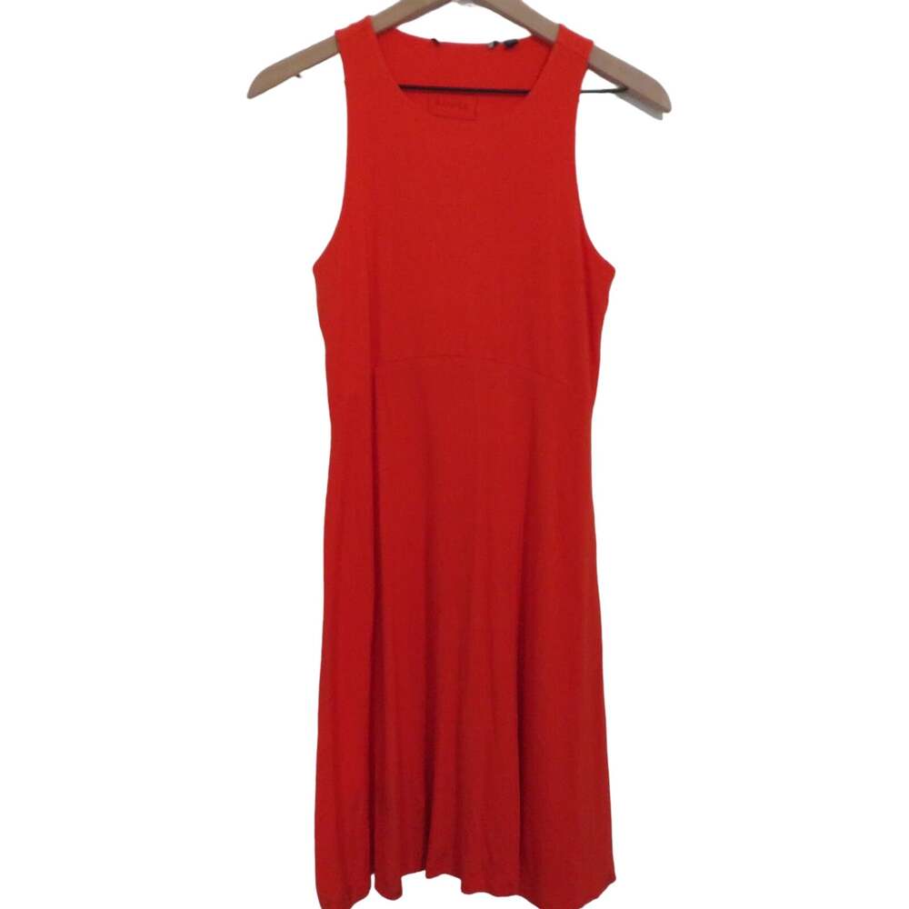 Athleta Womens Sz S Santorini Red Orange Mini Jersey Dress Racer Back Sleeveless